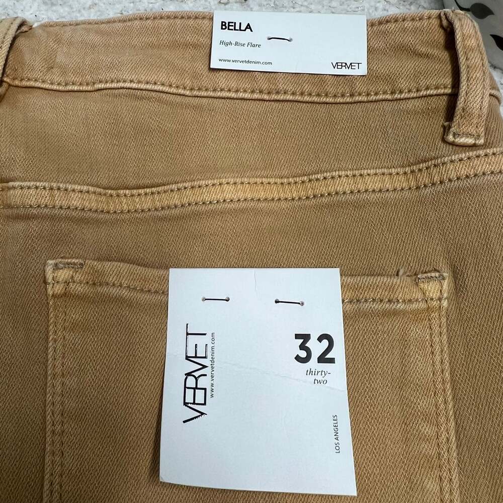 Vervet Bella High-rise Flare Size 32 Tan Women's Jeans Los Angeles Distress NWT - Picture 5 of 10